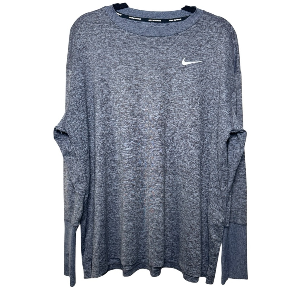 Nike Long Sleeve Athletic Top Heather Gray with White Swoosh